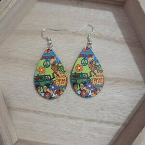 Scooby Doo Earrings: Wooden Teardrop Hypoallergenic Earrings